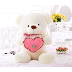 3 Feet White Teddy Bear holding I Miss You Heart